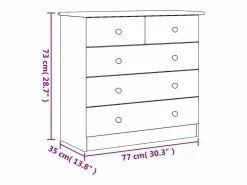 Online vidaxl Cómoda cajonera ALTA madera maciza pino 77x35x73 cm Blanco