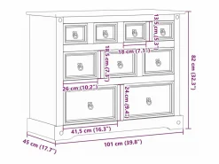 Hot vidaxl Cómoda cajonera Corona madera maciza de pino 101x45x82 cm Color natural claro