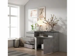 Skraut Home Cómoda, Cajonera, 157x35x75cm, Dormitorio, habitación, Con almacenamiento, Cemento