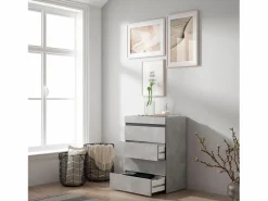 Skraut Home Cómoda, Cajonera, 57x35x75cm, Dormitorio, habitación, Con almacenamiento, Cemento