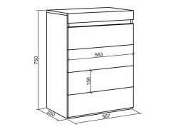 Skraut Home Cómoda, Cajonera, 57x35x75cm, Dormitorio, habitación, Con almacenamiento, Cemento
