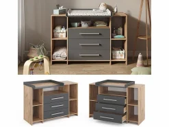 Sale Vicco Cómoda cambiador antracita/sonoma 143x70x100 oskar Gris antracita