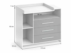 New Cómoda cambiador /gris 113x53x100 oskar Mueble De Bebé
