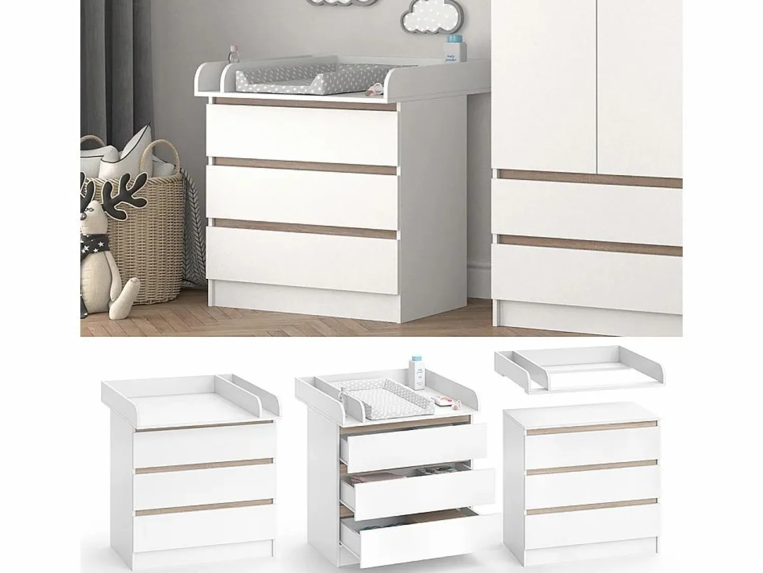 Hot Cómoda cambiador /sonoma 80x76x87 emma Mueble De Bebé