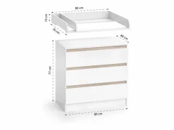 Hot Cómoda cambiador /sonoma 80x76x87 emma Mueble De Bebé