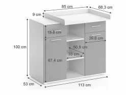 Outlet Vicco Cómoda cambiador 113x70x109 leonie Gris