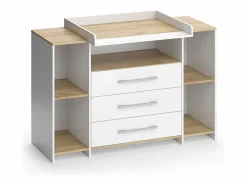 Vicco Cómoda cambiador roble blanco/dorado 143.2x53.1x93 oskar