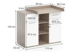 Best Vicco Cómoda cambiador sonoma 113x70x109 leonie Color natural claro