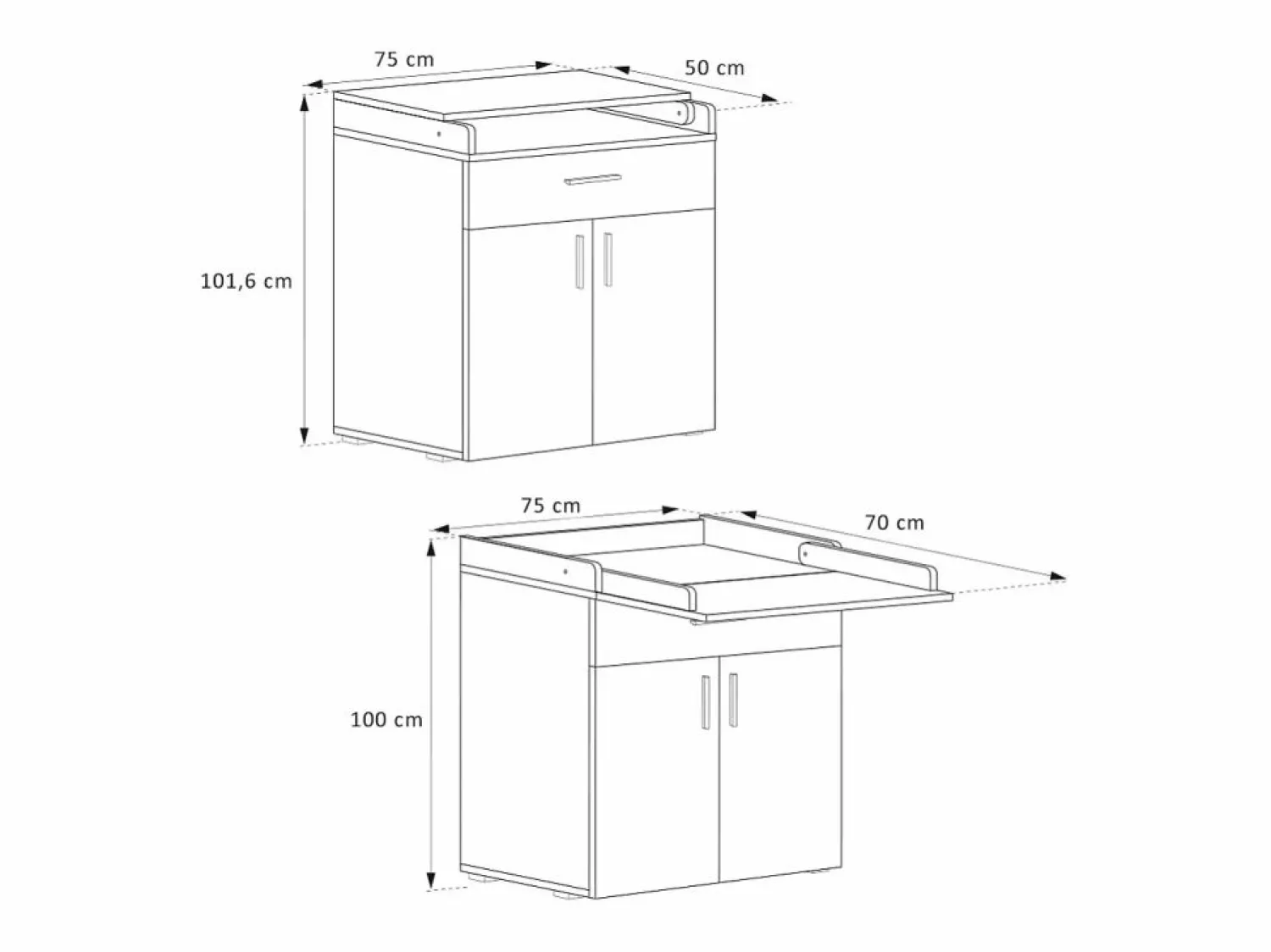 Cómoda cambiador sonoma 75x50x100 lena Mueble De Bebé