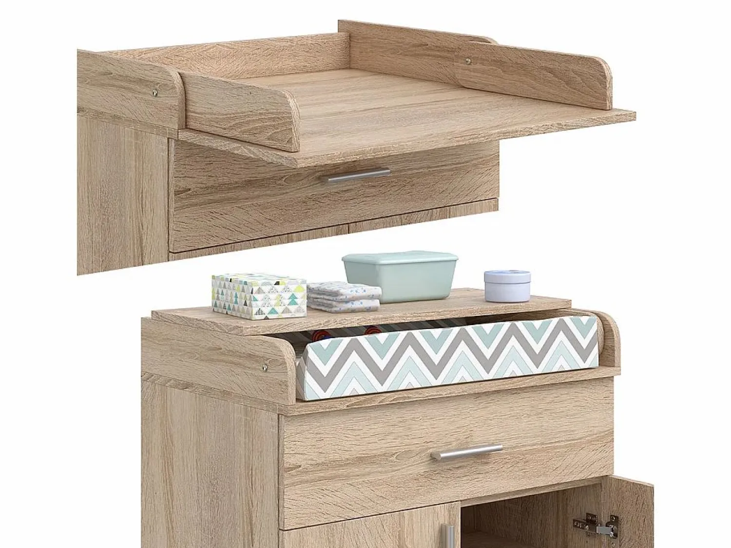 Cómoda cambiador sonoma 75x50x100 lena Mueble De Bebé