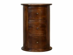 Cómoda Chestnut Drum con 3 cajones