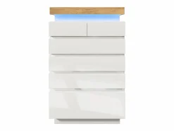 Outlet Merax Cómoda con 6 cajones - 73 x 39 x 115 cm - LED - Tablero de partículas - para salón y dormitorio - Blanco