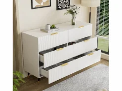 Merax Cómoda con 6 cajones - 120 x 40 x 77 cm - Tablero de partículas - para salón, dormitorio - Color