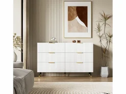 New Cómoda con 6 cajones - mueble de almacenaje de madera - tiradores y patas de metal - (120x40x77cm) Cómoda