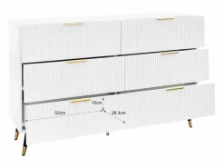 New Cómoda con 6 cajones - mueble de almacenaje de madera - tiradores y patas de metal - (120x40x77cm) Cómoda