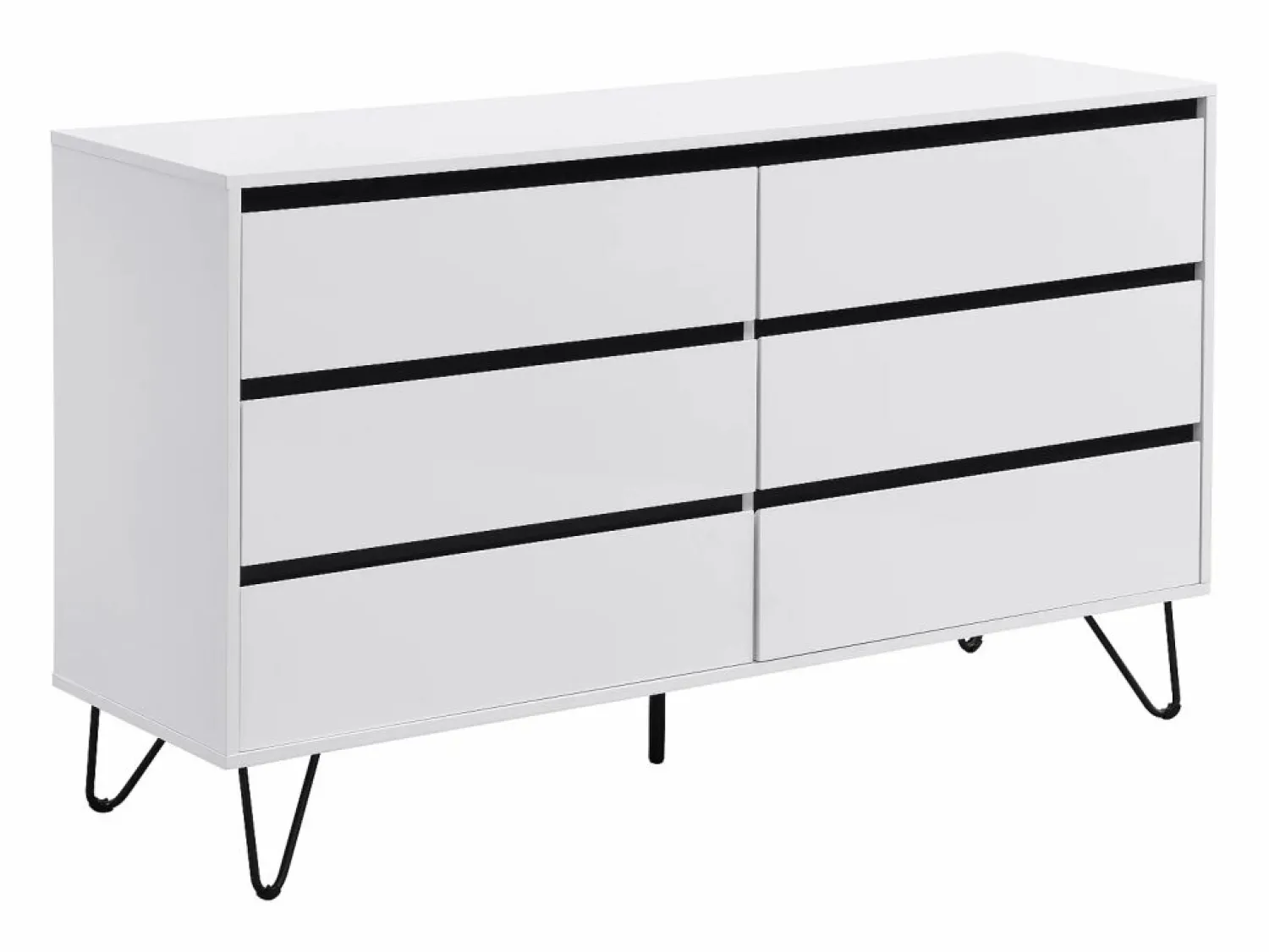 Clearance Vente-unique Cómoda con 6 cajones de MDF color y negro - ABUJA Blanco