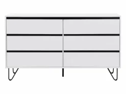 Clearance Vente-unique Cómoda con 6 cajones de MDF color y negro - ABUJA Blanco