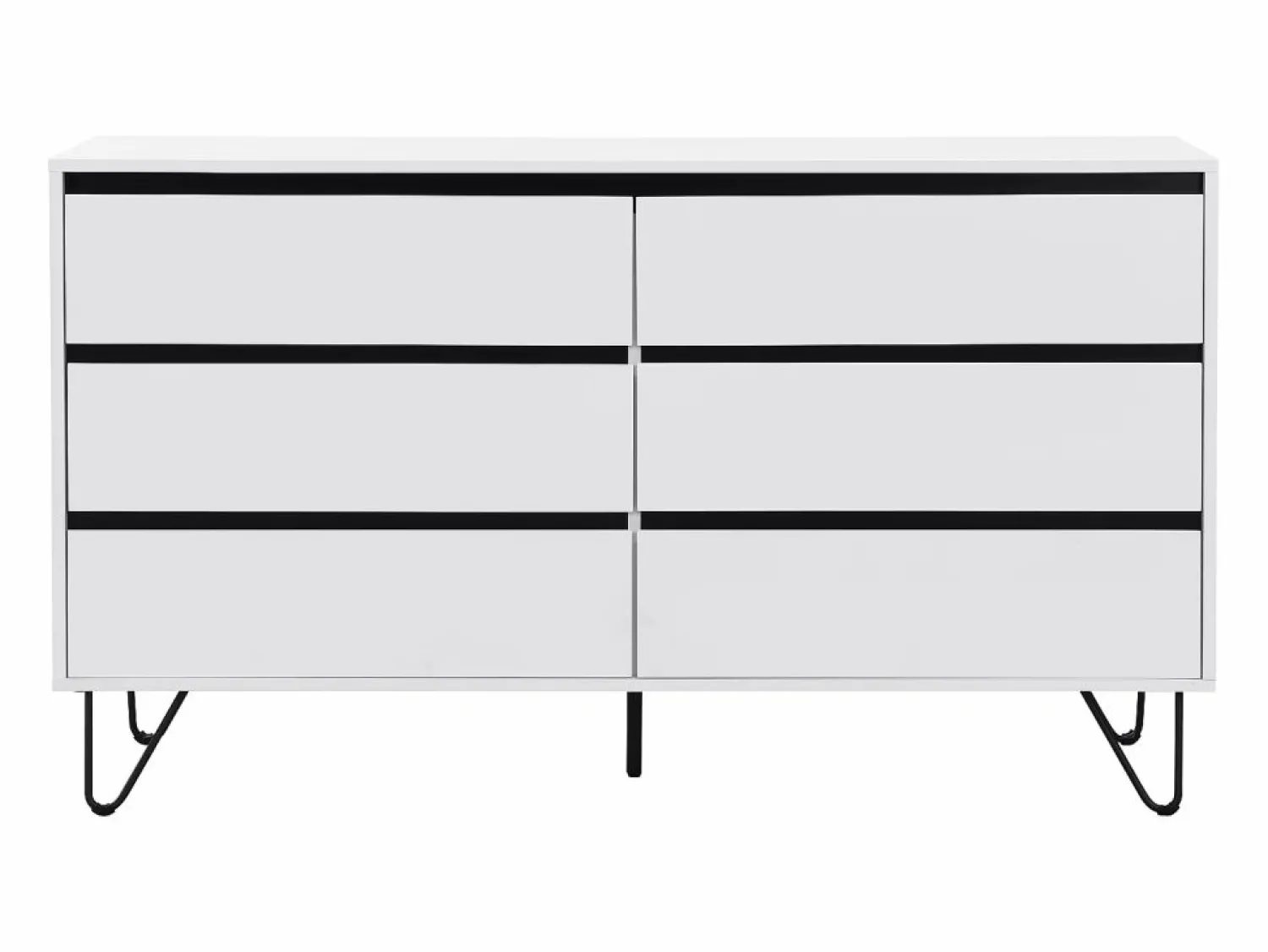Clearance Vente-unique Cómoda con 6 cajones de MDF color y negro - ABUJA Blanco