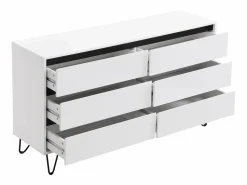 Clearance Vente-unique Cómoda con 6 cajones de MDF color y negro - ABUJA Blanco