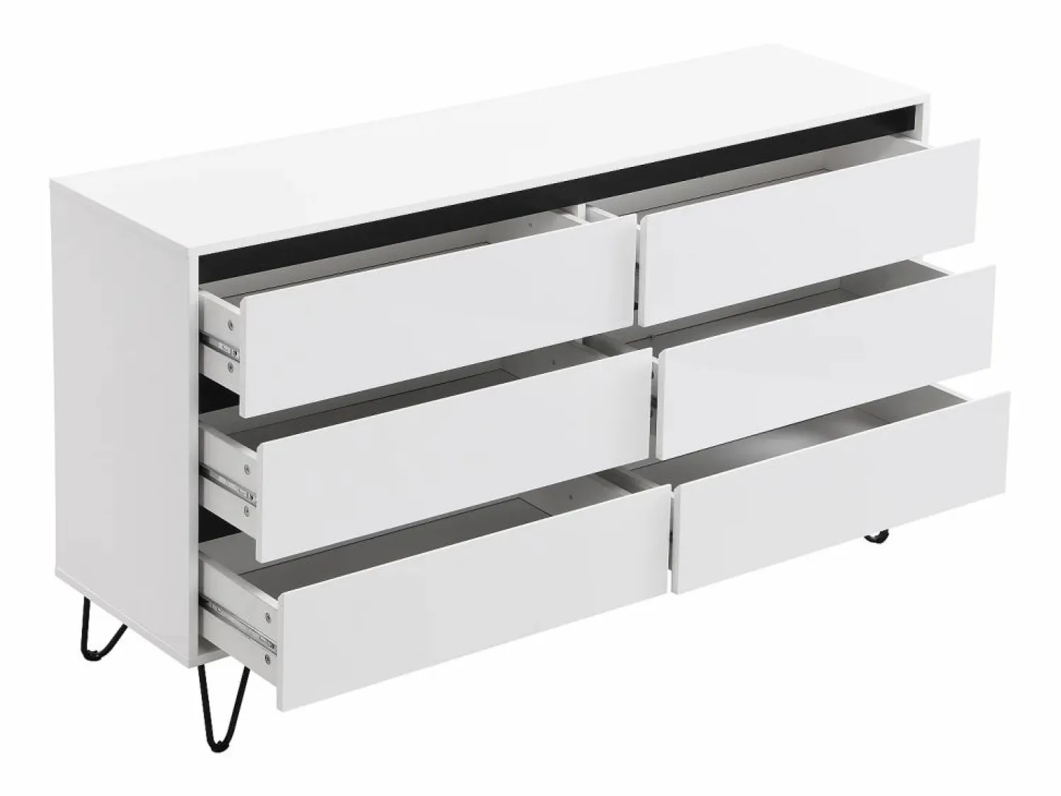 Clearance Vente-unique Cómoda con 6 cajones de MDF color y negro - ABUJA Blanco