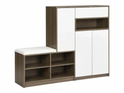 Online Cómoda con 6 cajones de ratán - 120 x 40 x 76,5 cm - Tablero de partículas + tiradores de metal - Roble Cómoda