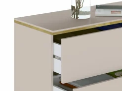 New Vente-unique Cómoda con 6 cajones en y dorado - VUKIA de Pascal Morabito Beige