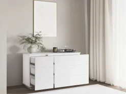 Sale Vente-unique Cómoda con 6 cajones en color blanco y topo NAPOLI Topo / Blanco