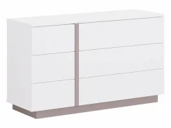 Sale Vente-unique Cómoda con 6 cajones en color blanco y topo NAPOLI Topo / Blanco