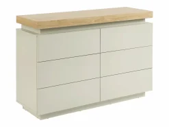 Vente-unique Cómoda con 6 cajones en mdf lacado con LEDs color natural y beige - HALO
