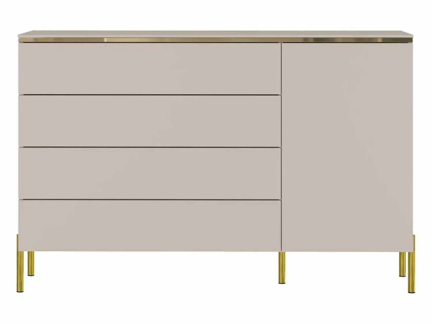 Clearance Vente-unique Cómoda con 4 cajones y 1 armario y dorado - VUKIA de Pascal Morabito Beige