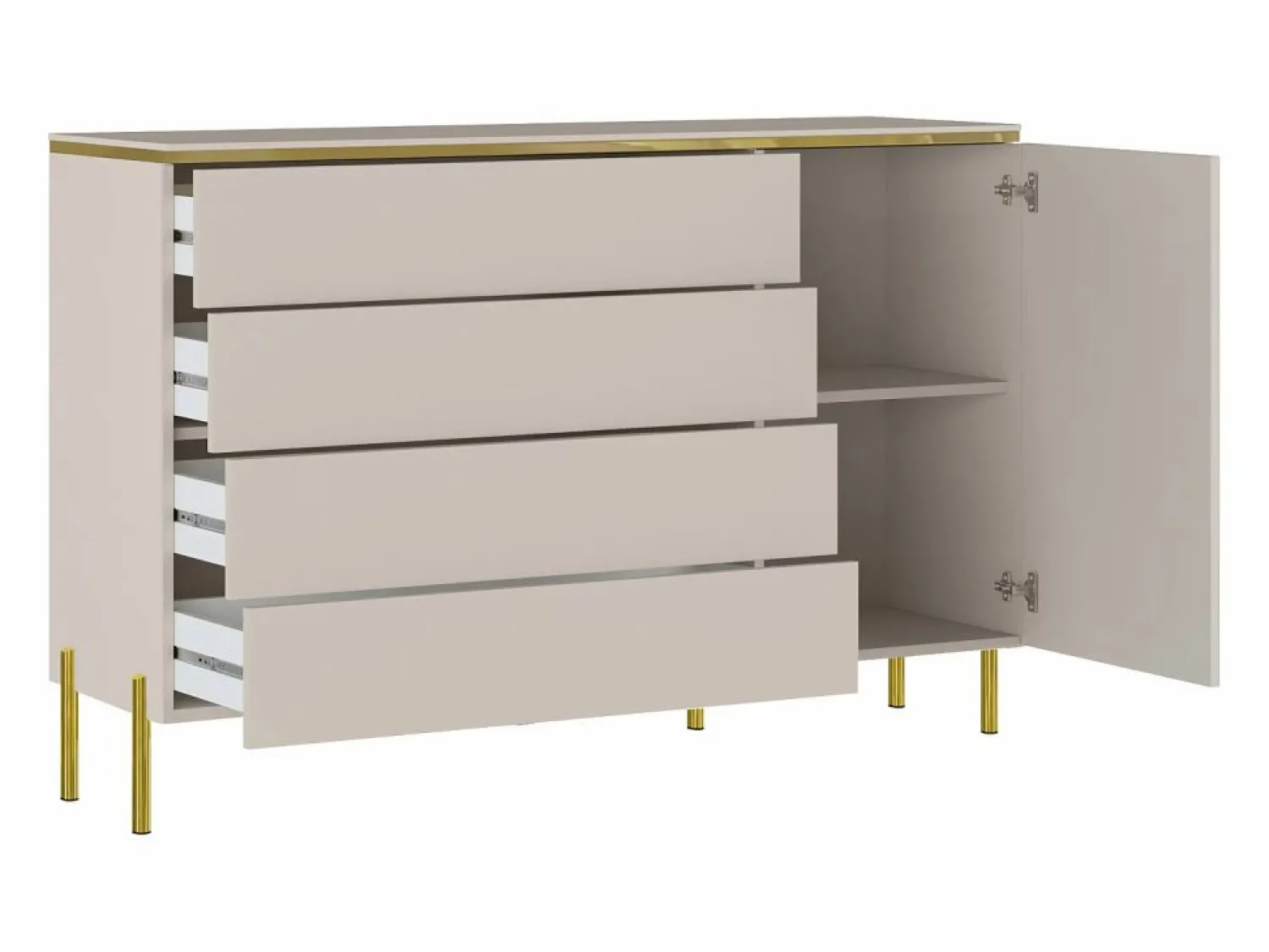 Clearance Vente-unique Cómoda con 4 cajones y 1 armario y dorado - VUKIA de Pascal Morabito Beige