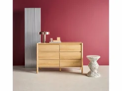 New Sweeek Cómoda con decoración de madera, 6 cajones natural Color natural claro