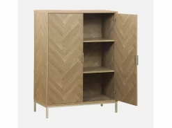 Sale Cómoda con efecto madera y espiga de 2 puertas, 80cm natural Vitrina Para Vajilla