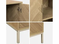 Sale Cómoda con efecto madera y espiga de 2 puertas, 80cm natural Vitrina Para Vajilla