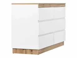 Merax Cómoda de 6 cajones - 110 x 40 x 67,5 cm - para dormitorio y salón - Aglomerado E1 - + roble