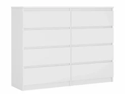 Outlet Cómoda de 8 cajones: mate, 120 x 39 x 101 cm Blanco