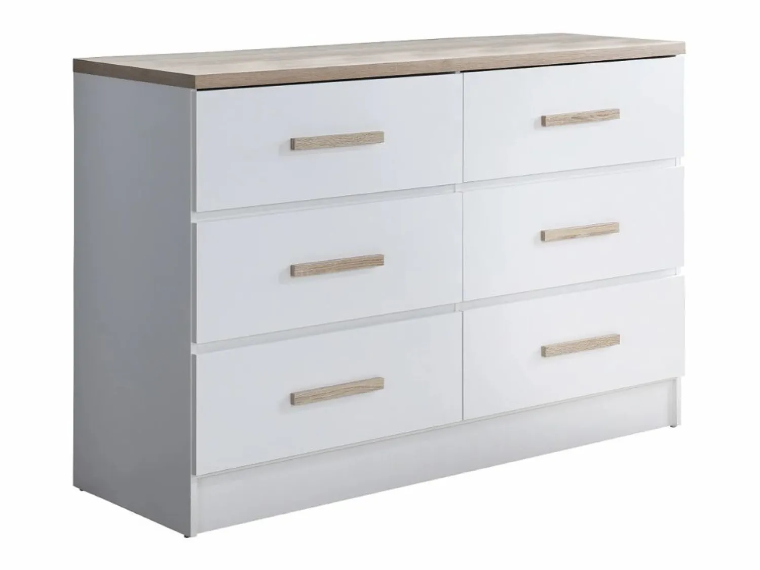 Vente-unique Cómoda de 6 cajones color blanco y natural - SKAIDO