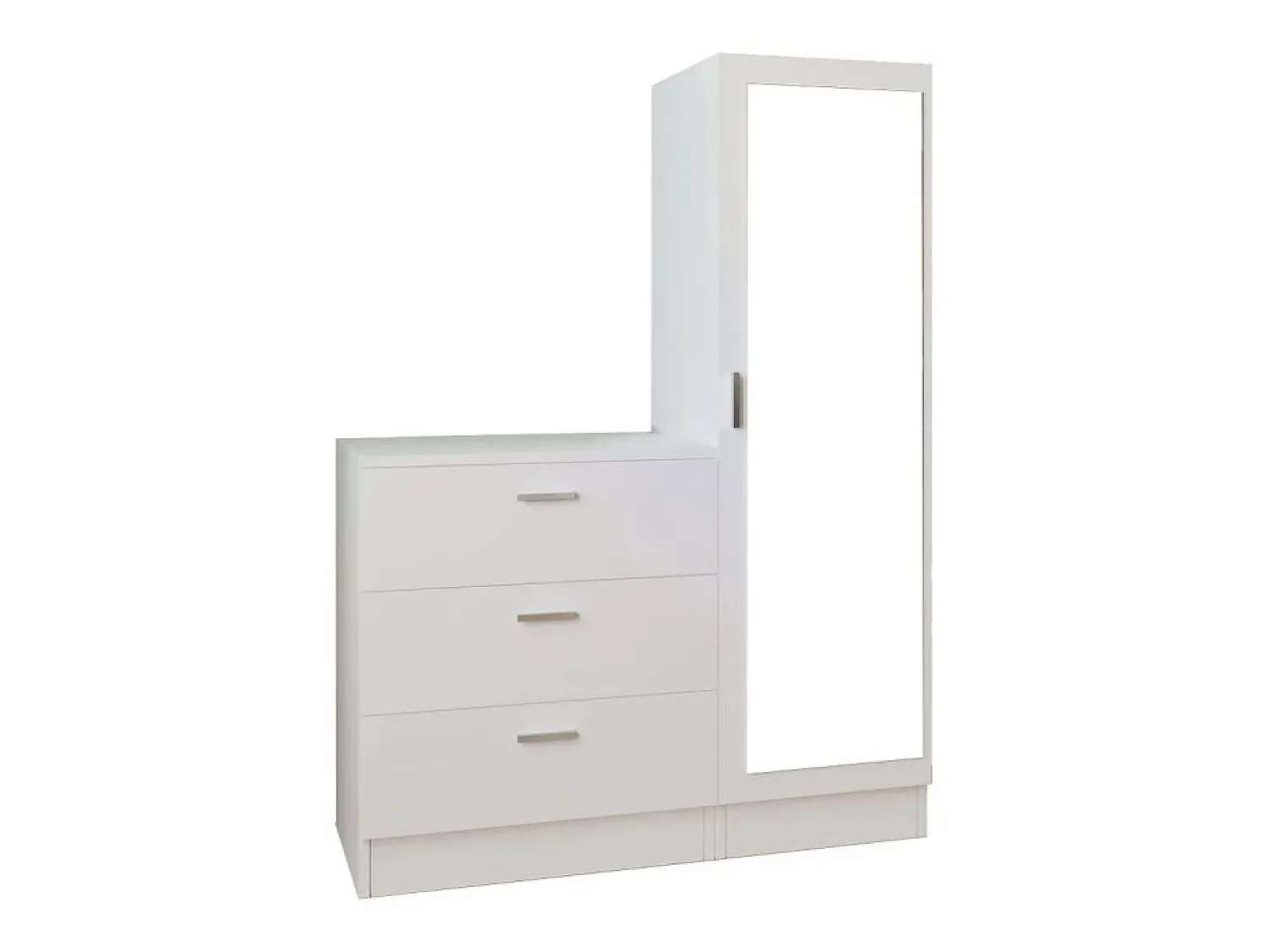Vente-unique Cómoda de 3 cajones con mueble y espejo - VITORIO Blanco