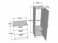 Vente-unique Cómoda de 3 cajones con mueble y espejo - VITORIO Blanco