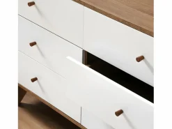 Calicosy Cómoda de 6 Cajones Efecto Madera y Blanco - ALBURA