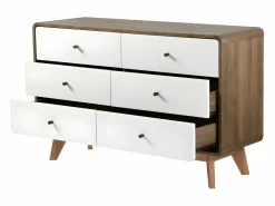 Calicosy Cómoda de 6 Cajones Efecto Madera y Blanco - ALBURA