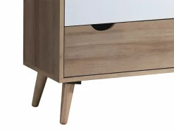 Discount Vente-unique Cómoda de 6 cajones en blanco natural y azul marino - LURVIA Multicolor