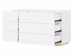 Clearance Cómoda de 6 cajones en color blanco y natural - NAPOLI II Cómoda