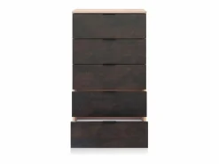 Sale Cómoda de 5 cajones formato vertical en roble canadian y óxido 60x110 cm Akari Roble Canadian - Óxido Cómoda