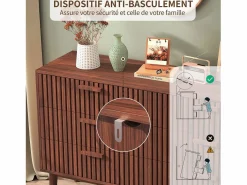 Cómoda de 6 cajones, mueble de dormitorio, mueble de almacenaje, adecuada para dormitorio o salón, madera, 100 x 34 x 73 cm