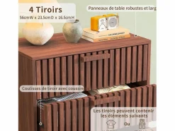 Hot Cómoda de cuatro cajones, madera, mueble de almacenaje con cajones, para dormitorio o salón, 60 x 34 x 91 cm Muebles Niño