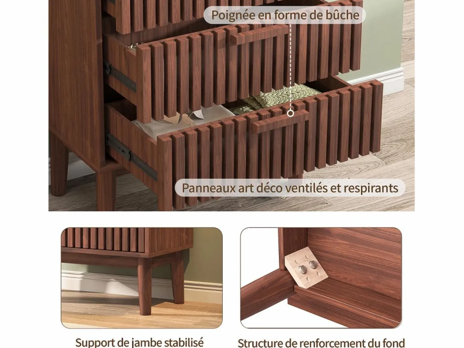 Hot Cómoda de cuatro cajones, madera, mueble de almacenaje con cajones, para dormitorio o salón, 60 x 34 x 91 cm Muebles Niño