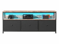 Cómoda de dormitorio con iluminación LED y 3 cajones - Mueble multifuncional para dormitorio y salón - Aparador robusto y resistente - 108 x 30 x 57 cm -