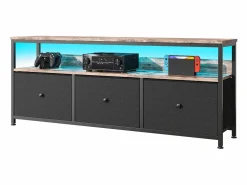 Cómoda de dormitorio con iluminación LED y 3 cajones - Mueble multifuncional para dormitorio y salón - Aparador robusto y resistente - 108 x 30 x 57 cm -