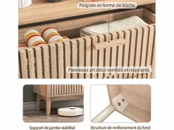 Online Cómoda de dormitorio de madera y ratán con 6 cajones, mueble de almacenaje multifuncional, armario de madera natural con cajones. Cómoda